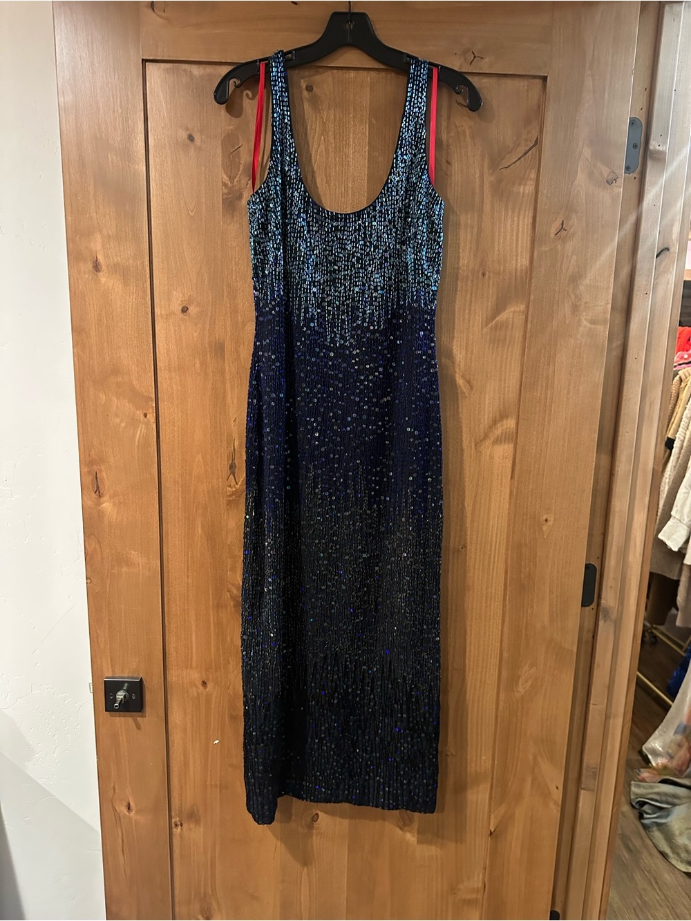 Halston Anastasia Iridescent Blue-Purple Sequin Beaded Maxi Dress - Picture 2 of 6